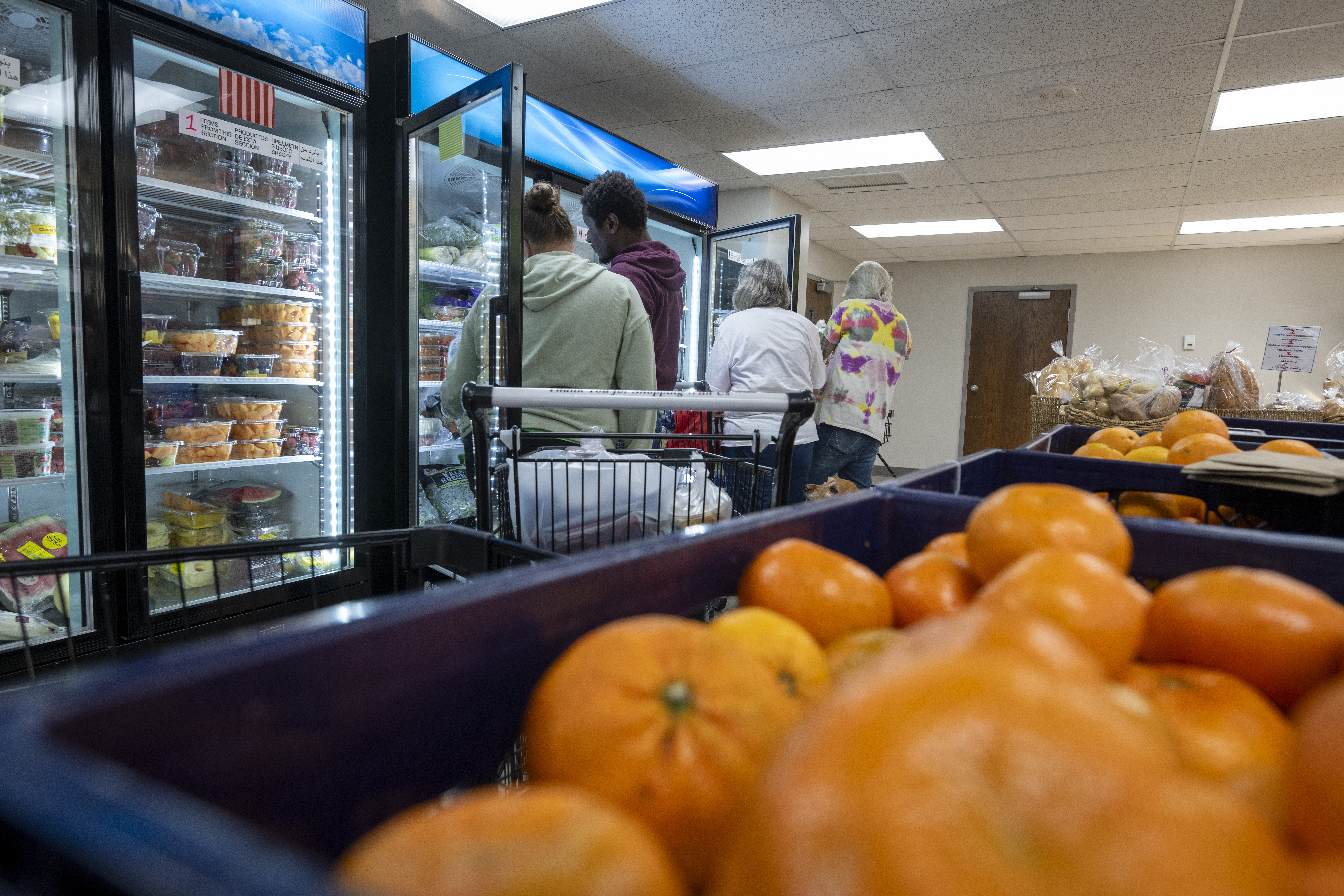 Neighbors shopping at a choice pantry